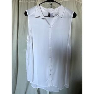 White Button Down Short Sleeve Blouse
